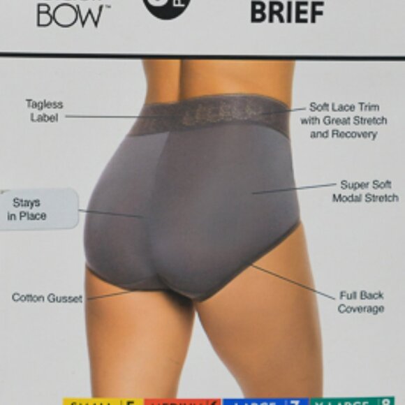 black BOW 5 PACK size XL HIGH WAIST MODAL STRETCH BRIEF - Picture 3 of 4